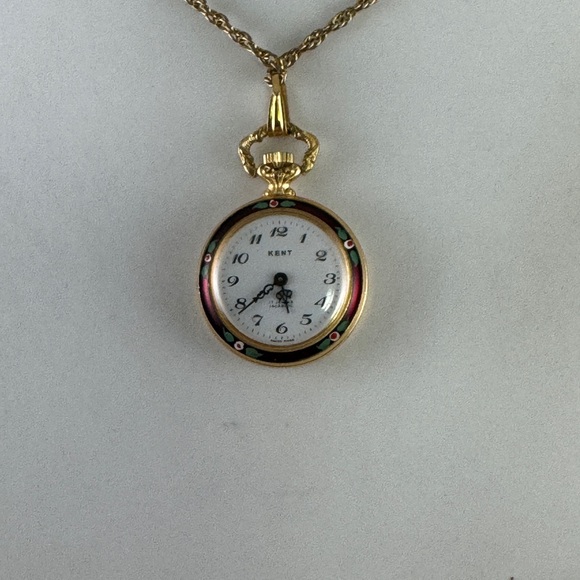 Kent Swiss Pendant Watch with 28 inch Necklace 17 Jewels Hand Wind - Picture 2 of 8